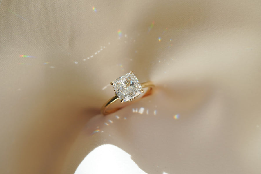 Noa - Cushion Cut Diamond With Hidden Halo Engagement Ring