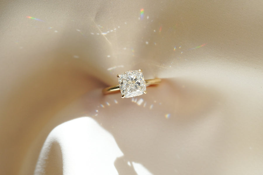 Noa - Cushion Cut Diamond With Hidden Halo Engagement Ring