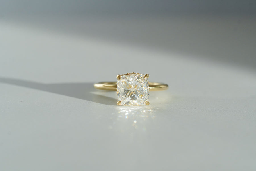 Noa - Cushion Cut Diamond With Hidden Halo Engagement Ring