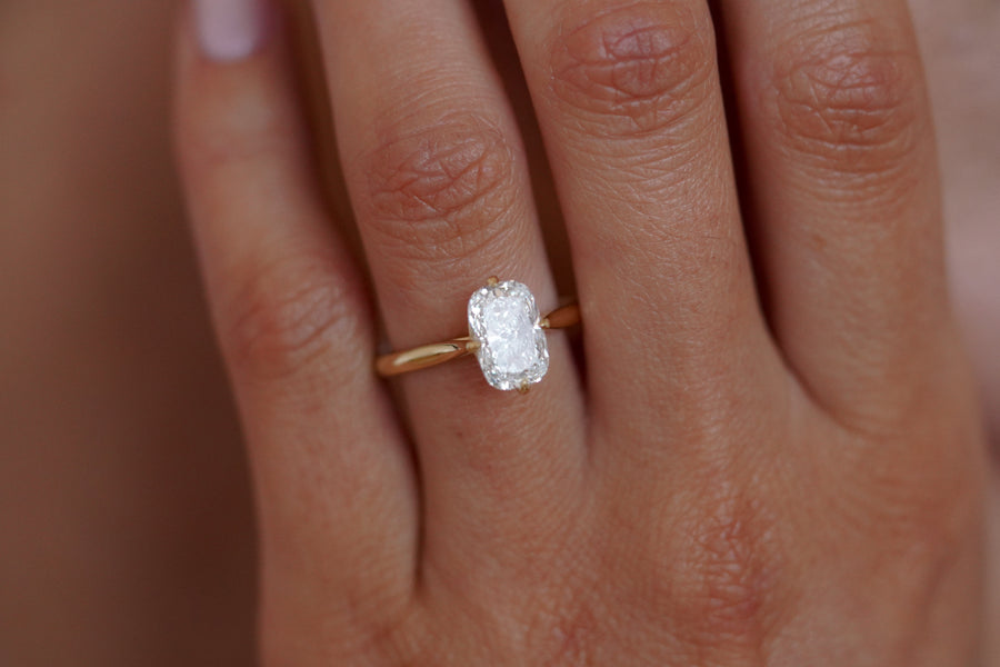 Florence - Elongated Cushion Solitaire Engagement Ring